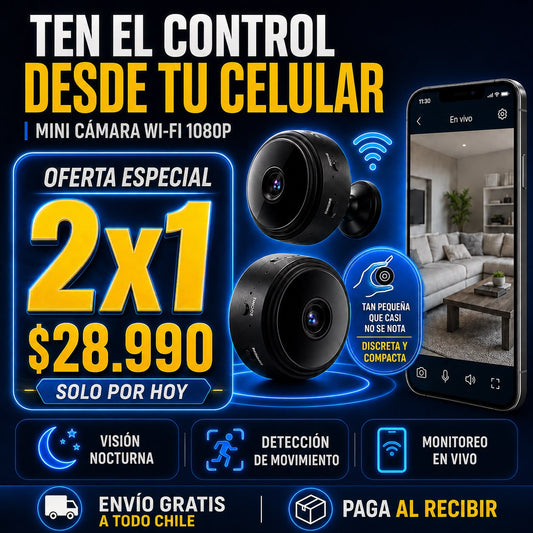 📹 Mini Cámara de Seguridad Wi-Fi 1080p ™ Pro con Soporte Magnético