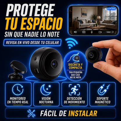 📹 Mini Cámara de Seguridad Wi-Fi 1080p ™ Pro con Soporte Magnético